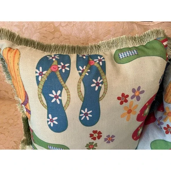 Set of 2 Flip Flop Throw Pillows - Picture 2 of 7